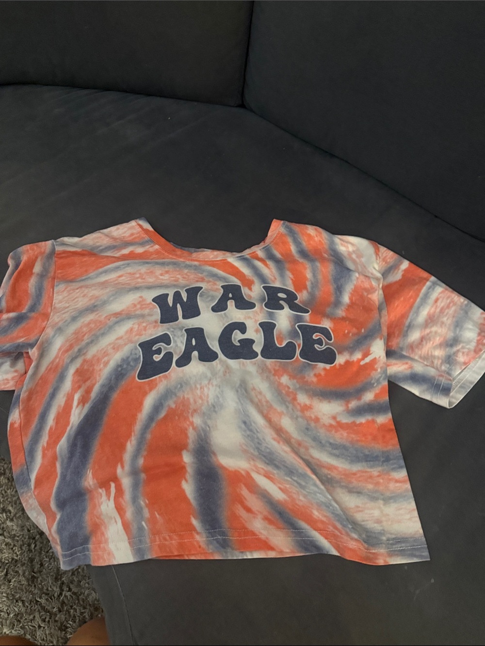 War Eagle Tie-Dye Crop Tee - Orange & Blue